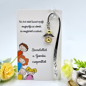 Óvó néniknek ajándék - Angyalkás könyvjelző ajándékkártyán 2., Könyv & Zene, Könyvjelző, Ékszerkészítés, MESKA