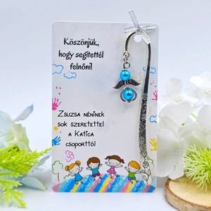 Óvó néninek ajándék - Angyalkás könyvjelző ajándékkártyán , Könyv & Zene, Könyvjelző, Ékszerkészítés, MESKA
