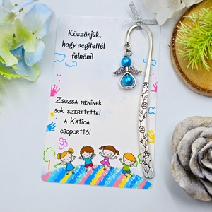 Óvó néninek ajándék - Angyalkás könyvjelző ajándékkártyán  - könyv & zene - könyvjelző - Meska.hu