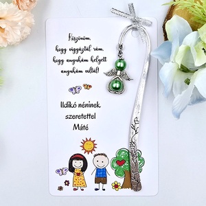 Óvó néninek ajándék - Angyalkás könyvjelző ajándékkártyán  - könyv & zene - könyvjelző - Meska.hu