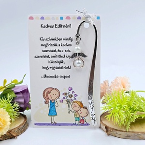 Óvó néninek ajándék - Angyalkás könyvjelző ajándékkártyán  - Meska.hu