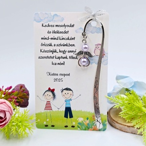 Óvó néninek ajándék - Angyalkás könyvjelző ajándékkártyán  - Meska.hu