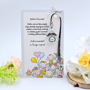 Óvó néninek ajándék - Angyalkás könyvjelző ajándékkártyán  - Meska.hu