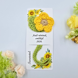 Óvó néninek, tanító néninek ajándék - Virágos könyvjelző ajándékkártyával, Könyv & Zene, Könyvjelző, Horgolás, MESKA