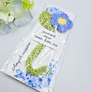 Anyák napjára ajándék - Horgolt virágos könyvjelző ajándékkártyával - könyv & zene - könyvjelző - Meska.hu