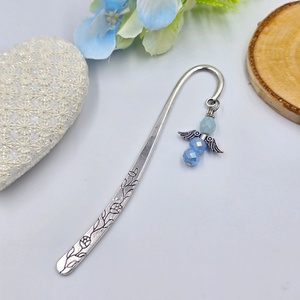 Csillogó  kék angyalkás könyvjelző, Könyv & Zene, Könyvjelző, Gyöngyfűzés, gyöngyhímzés, Ékszerkészítés, MESKA