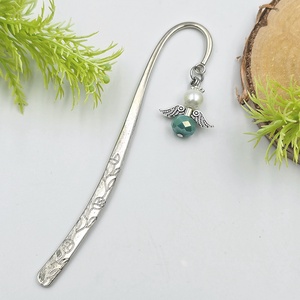 Zöldeskék-fehér angyalkás könyvjelző, Könyv & Zene, Könyvjelző, Gyöngyfűzés, gyöngyhímzés, Ékszerkészítés, MESKA