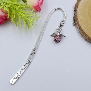 Mályva-ezüstös shamballagyöngy angyalkás könyvjelző, Könyv & Zene, Könyvjelző, Gyöngyfűzés, gyöngyhímzés, Ékszerkészítés, MESKA