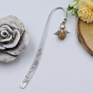 Bronzszínű shamballagyöngy angyalkás könyvjelző, Könyv & Zene, Könyvjelző, Gyöngyfűzés, gyöngyhímzés, Ékszerkészítés, MESKA