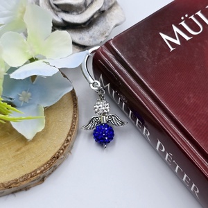 Királykék-ezüstös shamballagyöngy angyalkás könyvjelző - könyv & zene - könyvjelző - Meska.hu