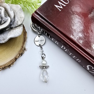 Fehér angyalkás, egyedi névvel gravírozott könyvjelző - könyv & zene - könyvjelző - Meska.hu