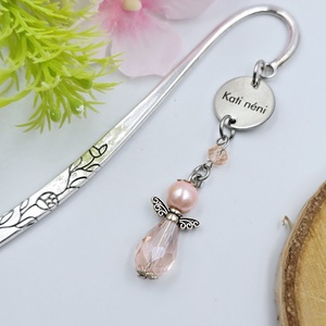 Rózsaszín angyalkás, egyedi névvel gravírozott könyvjelző - könyv & zene - könyvjelző - Meska.hu