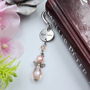 Rózsaszín angyalkás, egyedi névvel gravírozott könyvjelző - könyv & zene - könyvjelző - Meska.hu