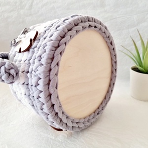 Horgolt kutya tárolókosár egyedi felirattal. Ajándék gyerekeknek - baba - mama - babaszobabútor - játéktároló - Meska.hu