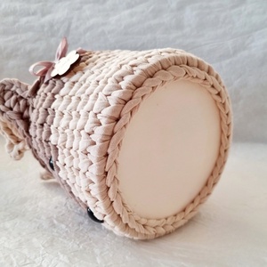 Horgolt szarvas tárolókosár egyedi felirattal. Ajándék gyerekeknek - baba - mama - babaszobabútor - játéktároló - Meska.hu