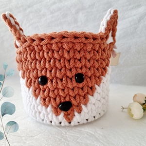 Horgolt róka tárolókosár egyedi felirattal. Ajándék gyerekeknek - Meska.hu