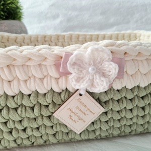 Horgolt tárolókosár egyedi felirattal. Ajándék anyák napjára - otthon & életmód - tárolás & rendszerezés - tárolókosár - Meska.hu