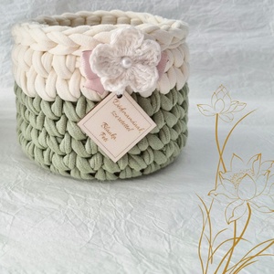 Horgolt tárolókosár egyedi felirattal. Ajándék anyák napjára - otthon & életmód - tárolás & rendszerezés - tárolókosár - Meska.hu