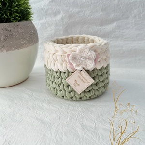 Horgolt tárolókosár egyedi felirattal. Ajándék anyák napjára, Otthon & Életmód, Tárolás & Rendszerezés, Tárolókosár, Horgolás, Gravírozás, pirográfia, MESKA