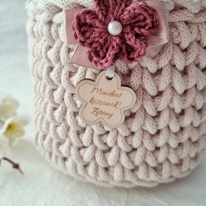 Horgolt tárolókosár egyedi felirattal. Ajándék anyák napjára - otthon & életmód - tárolás & rendszerezés - tárolókosár - Meska.hu