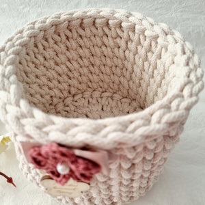 Horgolt tárolókosár egyedi felirattal. Ajándék anyák napjára - otthon & életmód - tárolás & rendszerezés - tárolókosár - Meska.hu