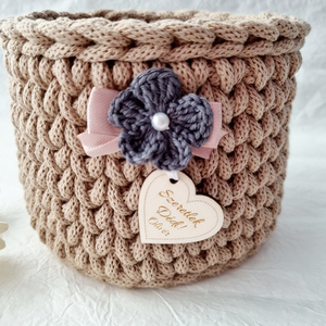 Horgolt tárolókosár egyedi felirattal. Ajándék anyák napjára - otthon & életmód - tárolás & rendszerezés - tárolókosár - Meska.hu