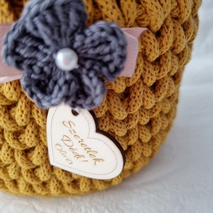 Horgolt tárolókosár egyedi felirattal. Ajándék anyák napjára - otthon & életmód - tárolás & rendszerezés - tárolókosár - Meska.hu