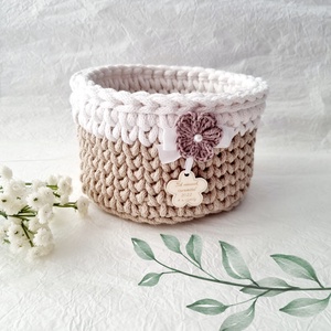 Horgolt tárolókosár egyedi felirattal. Ajándék anyák napjára - otthon & életmód - tárolás & rendszerezés - tárolókosár - Meska.hu