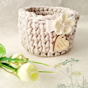 Horgolt tárolókosár egyedi felirattal. Ajándék anyák napjára - otthon & életmód - tárolás & rendszerezés - tárolókosár - Meska.hu