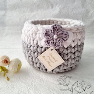 Horgolt tárolókosár egyedi felirattal. Ajándék anyák napjára, Otthon & Életmód, Tárolás & Rendszerezés, Tárolókosár, Horgolás, Gravírozás, pirográfia, MESKA