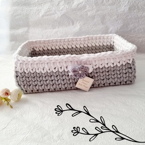 Horgolt tárolókosár egyedi felirattal. Ajándék anyák napjára - otthon & életmód - tárolás & rendszerezés - tárolókosár - Meska.hu