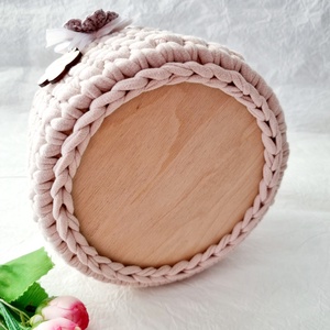 Horgolt tárolókosár egyedi felirattal. Ajándék anyák napjára - otthon & életmód - tárolás & rendszerezés - tárolókosár - Meska.hu