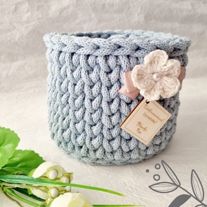 Horgolt tárolókosár egyedi felirattal. Ajándék anyák napjára, Otthon & Életmód, Tárolás & Rendszerezés, Tárolókosár, Horgolás, Gravírozás, pirográfia, MESKA