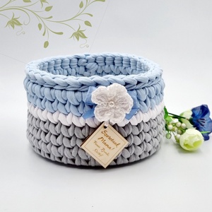 Horgolt tárolókosár egyedi felirattal. Ajándék anyák napjára - Meska.hu