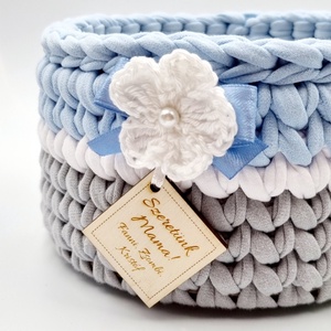 Horgolt tárolókosár egyedi felirattal. Ajándék anyák napjára - otthon & életmód - tárolás & rendszerezés - tárolókosár - Meska.hu