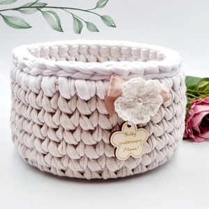 Horgolt tárolókosár egyedi felirattal. Ajándék anyák napjára - otthon & életmód - tárolás & rendszerezés - tárolókosár - Meska.hu