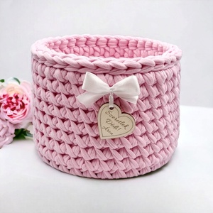 Horgolt tárolókosár egyedi felirattal. Ajándék anyák napjára - Meska.hu