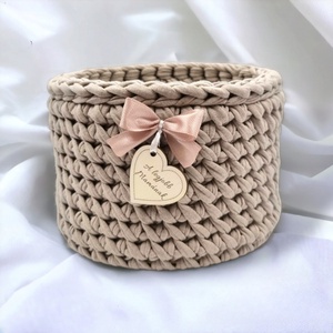 Horgolt tárolókosár egyedi felirattal. Ajándék anyák napjára, Otthon & Életmód, Tárolás & Rendszerezés, Tárolókosár, Horgolás, Gravírozás, pirográfia, MESKA