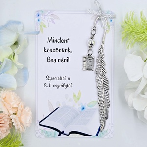 Magyar tanároknak ajándék ballagásra, pedagógusnapra, tanév végére - Könyvjelző könyv charmmal, ajándékkártyán - Meska.hu