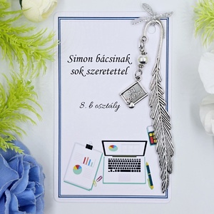 Informatika tanároknak ajándékballagásra, pedagógusnapra tanév végére - Könyvjelző best teacher charmmal, ajándékkártyán - könyv & zene - könyvjelző - Meska.hu