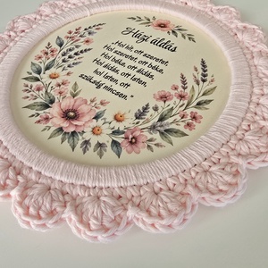 Házi áldás kézzel horgolt szegéllyel- 24 cm - otthon & életmód - vallás - házi áldás - Meska.hu