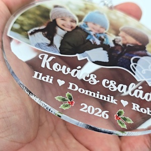 Egyedi fényképes családi karácsonyfadísz saját nevekkel - karácsony - karácsonyi lakásdekoráció - karácsonyfadíszek - Meska.hu