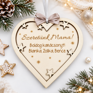 Egyedi feliratos szív alakú gravírozott dísz - Meska.hu