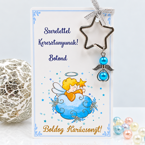 Angyalkás kulcstartó karácsonyi ajándékkártyán 3. - Meska.hu