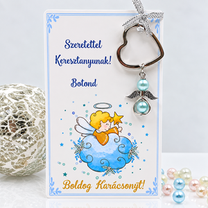 Angyalkás kulcstartó karácsonyi ajándékkártyán 3. - táska & tok - kulcstartó & táskadísz - kulcstartó - Meska.hu