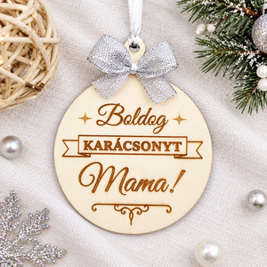 Gravírozott fa karácsonyfadísz egyedi névvel � karácsonyi díszítő motívumokkal - Meska.hu