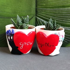 grow together mini kaspó, Otthon & Életmód, Dekoráció, Virágdísz és tartó, Cserép & Kaspó, Gyurma, Festészet, MESKA
