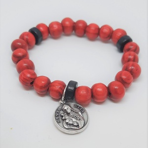 Szent Rita rózsafűzér karkötő fa gyöngyszemekből - ékszer - karkötő - gyöngyös karkötő - Meska.hu