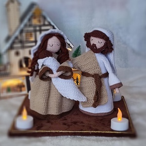 Szent Család, Karácsony, Adventi díszek, Adventi asztaldísz, Horgolás, MESKA