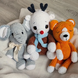 Készletkisöprés!  3 plüss egy csomagban!Réni,róka,elefánt - Meska.hu